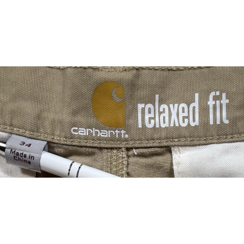 Carhartt Mens Rugged Relaxed Fit Canvas Cargo Shorts 34 Beige Outdoor Hiking 513 - Picture 7 of 9